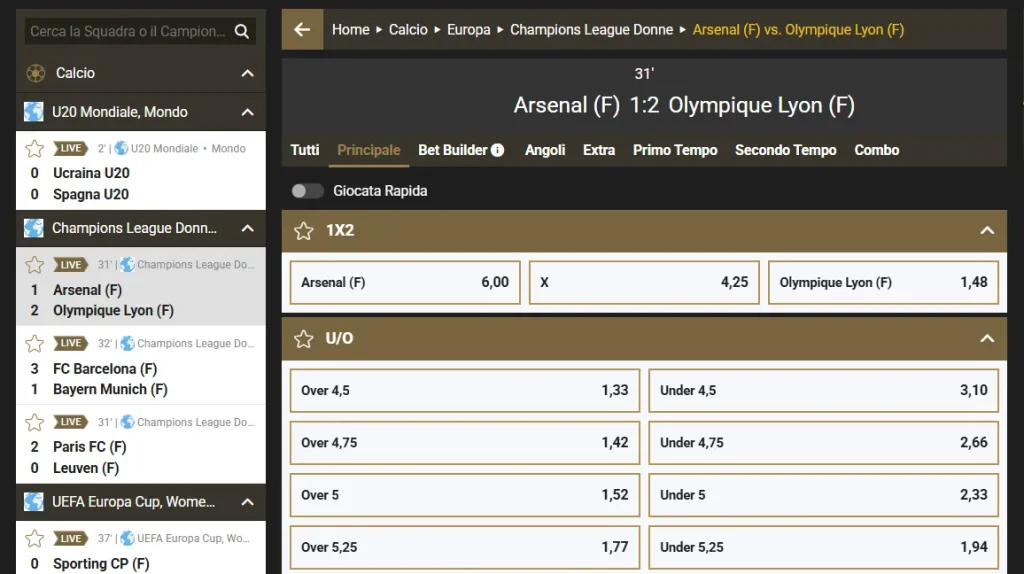Vantaggi del Live Betting